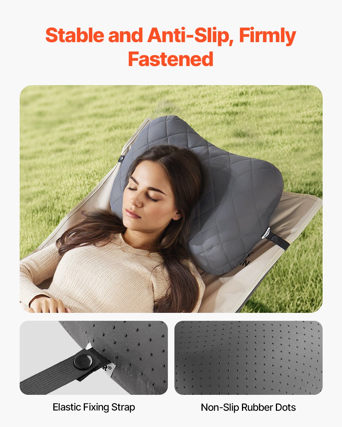 Inflatable Camping Pillow Portable Travel Pillow With Machine Washable Cover