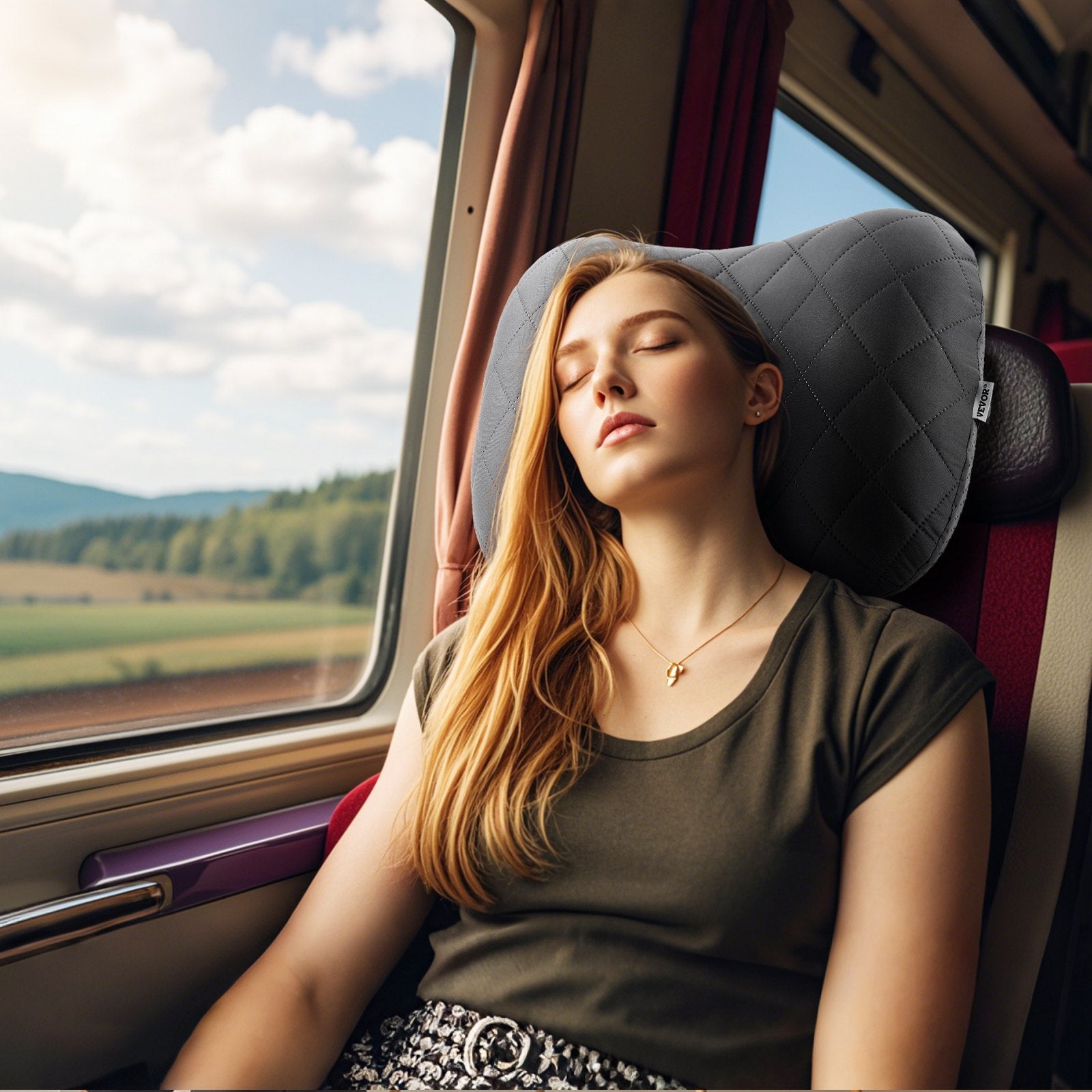 Inflatable Camping Pillow Portable Travel Pillow With Machine Washable Cover