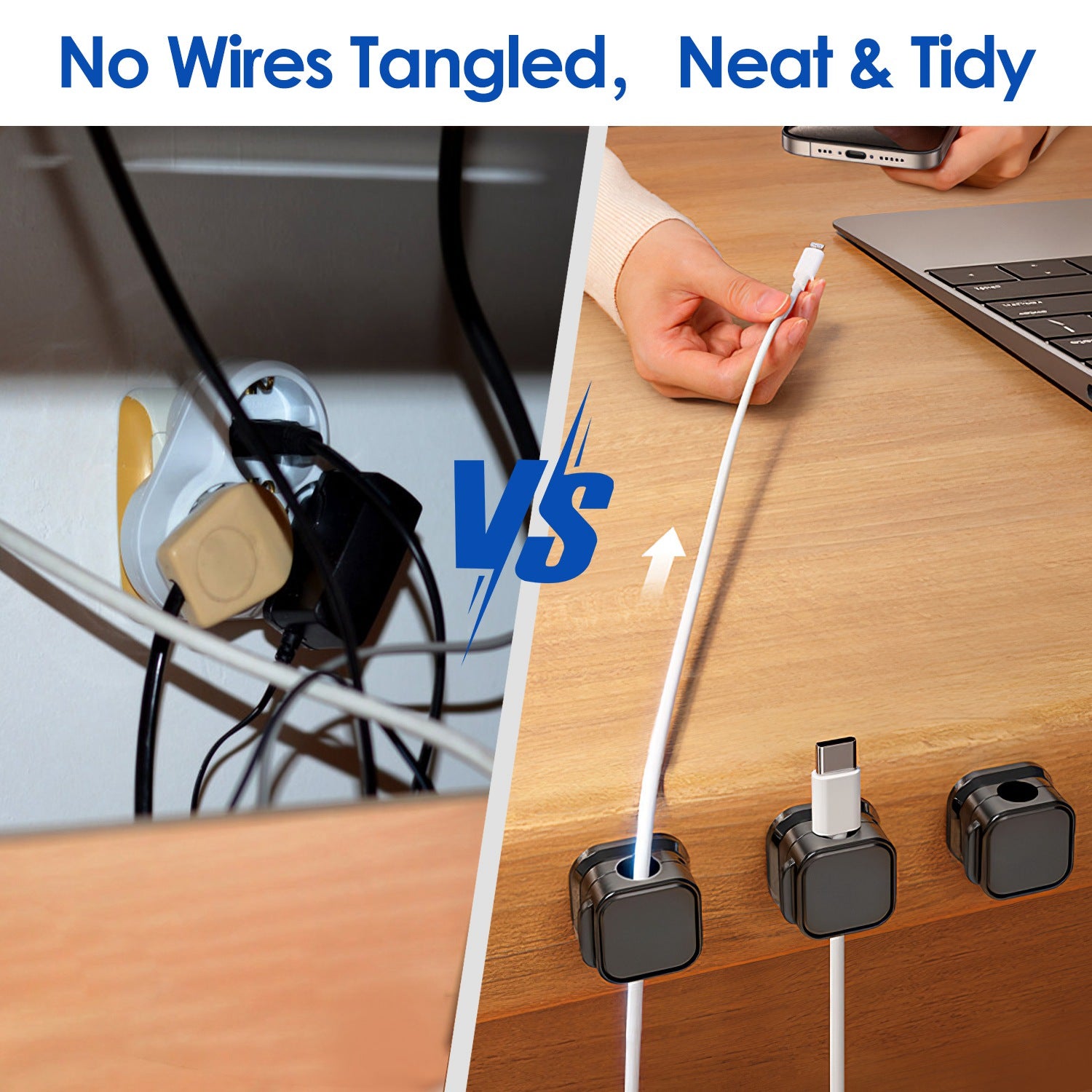 Magnetic Cable Organizer Clips 6-Pack For Daily Desk Setup