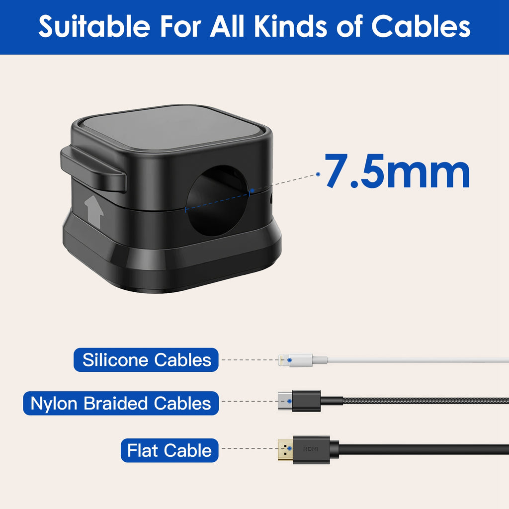 Magnetic Cable Organizer Clips 6-Pack For Daily Desk Setup