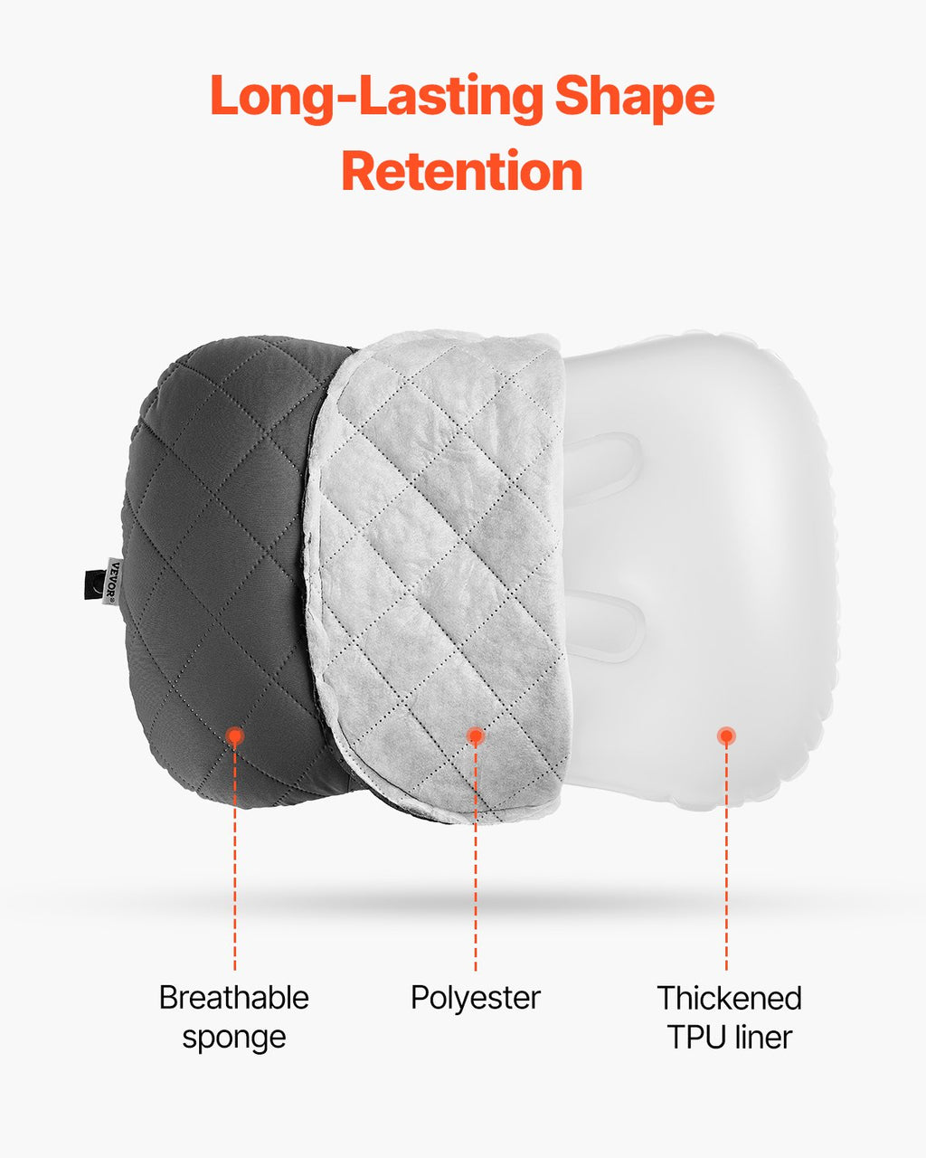 Inflatable Camping Pillow Portable Travel Pillow With Machine Washable Cover