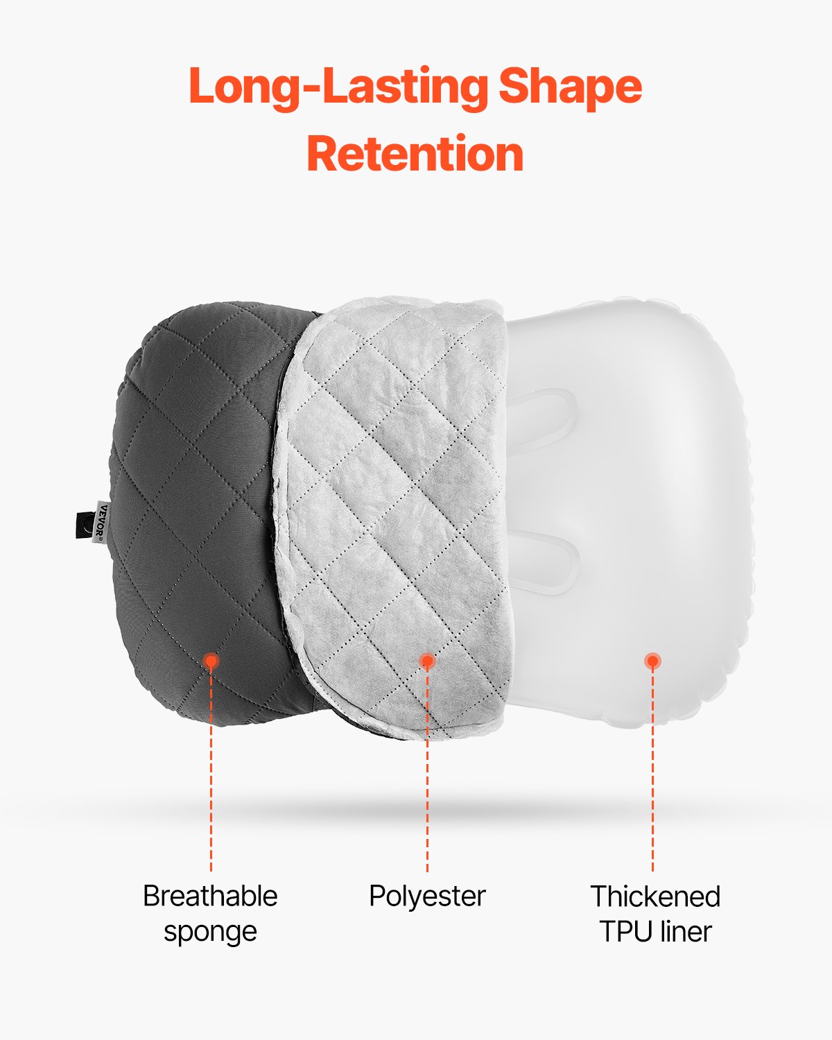 Inflatable Camping Pillow Portable Travel Pillow With Machine Washable Cover