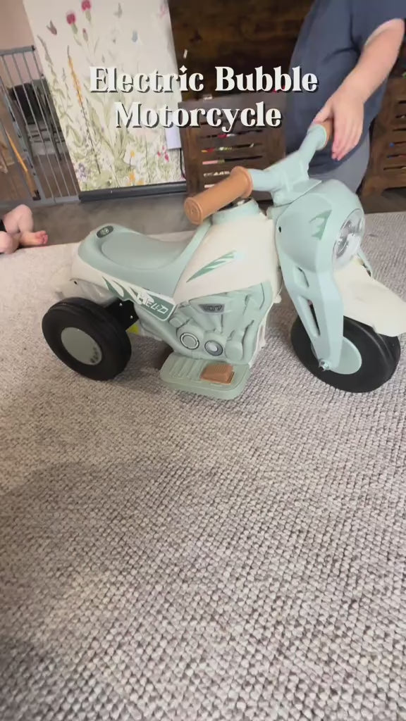 6V Kids Ride-On Electric Motorcycle with LED Lights, Music and Bubble Feature